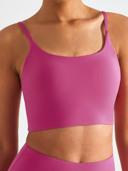 Women' s Buttery Soft Stretchy Cropped Tank Top with Paddings, Sporty Solid Bras for Women, Comfy Running Suspender Vest, Fitness Top, Beautiful Yoga Bra, Slim Fit Active Top (1 Size up) HW5P82N3C8