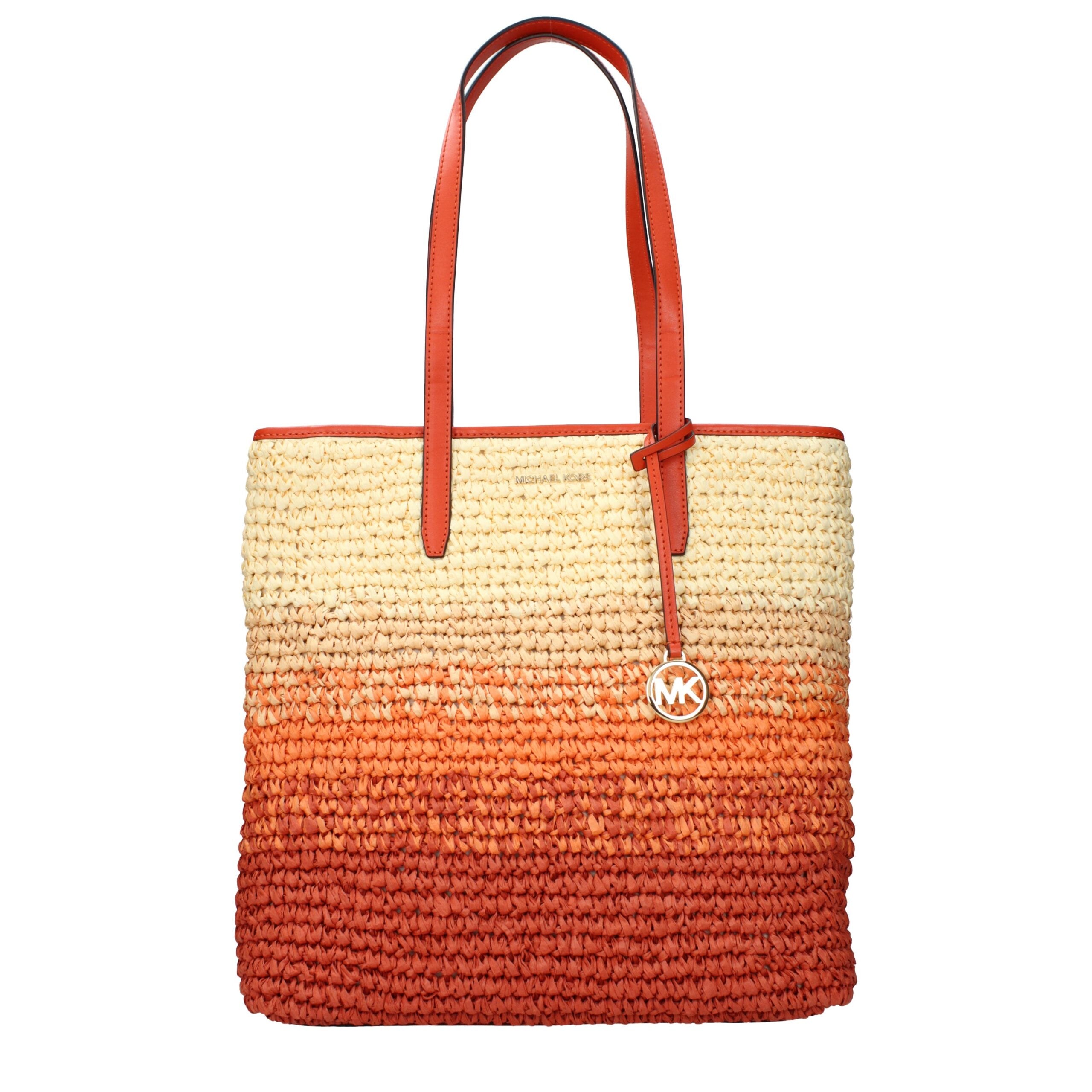 Orange Raffia Shoulder Bags