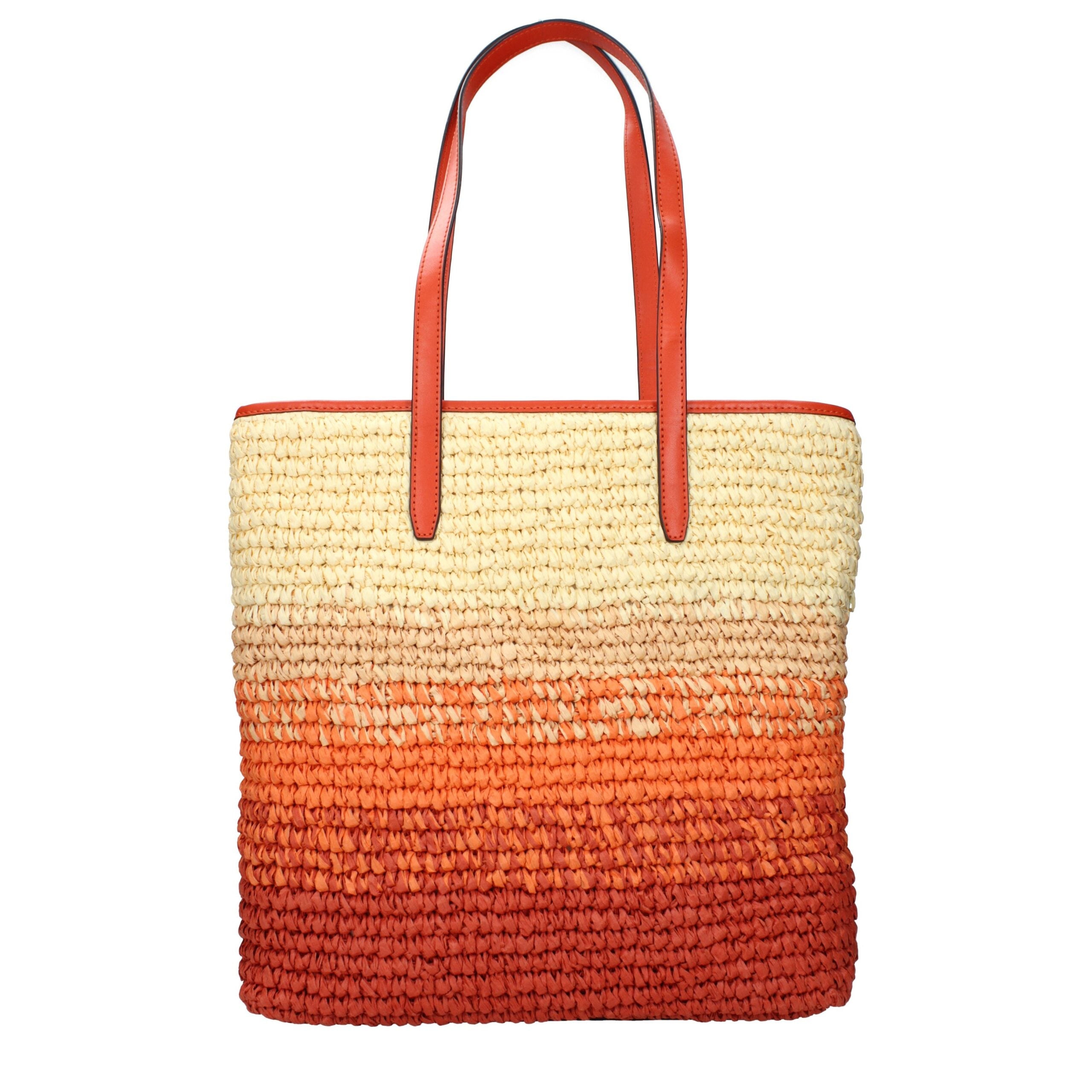 Orange Raffia Shoulder Bags