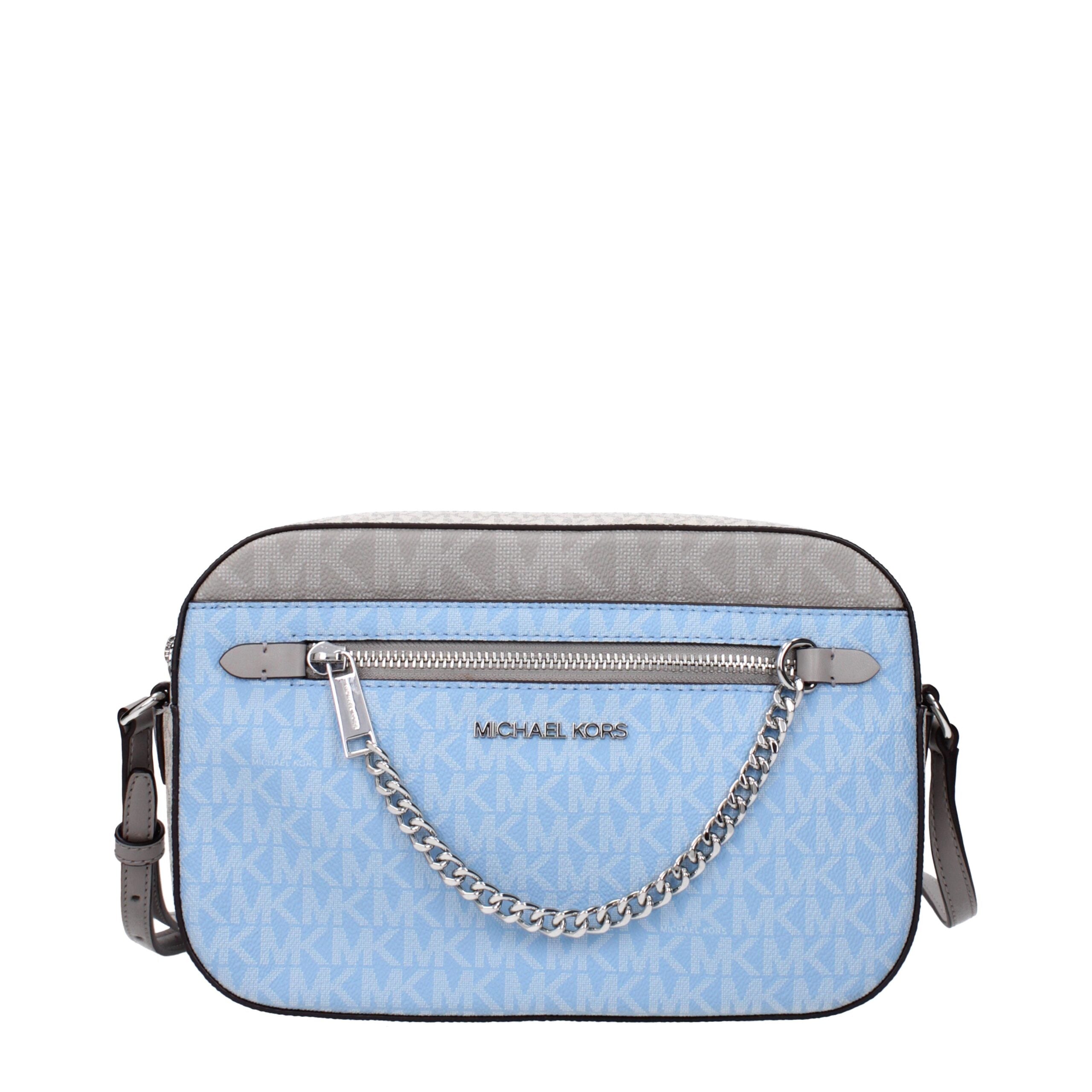 Light Blue Fabric Crossbody Bags