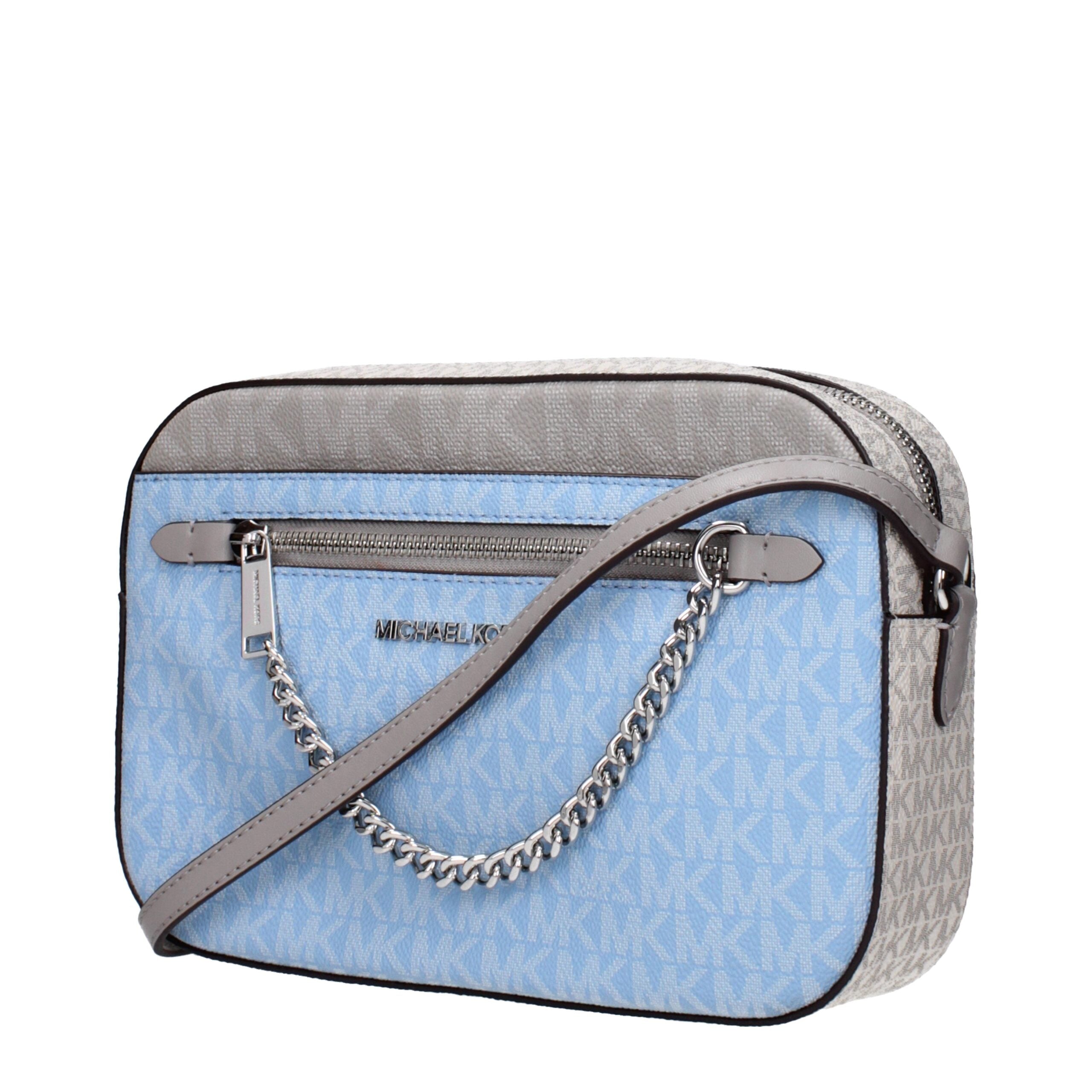 Light Blue Fabric Crossbody Bags
