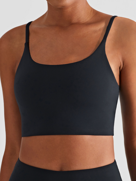 Women' s Buttery Soft Stretchy Cropped Tank Top with Paddings, Sporty Solid Bras for Women, Comfy Running Suspender Vest, Fitness Top, Beautiful Yoga Bra, Slim Fit Active Top (1 Size up) HW5P82N3C8